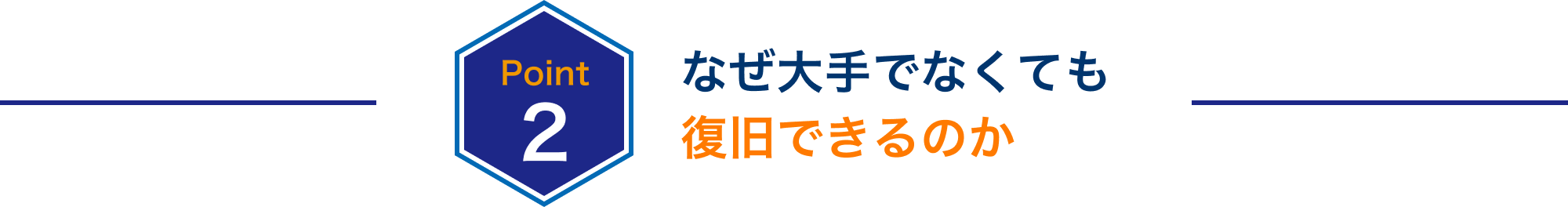 Point2 なぜ大手でなくても復旧できるのか