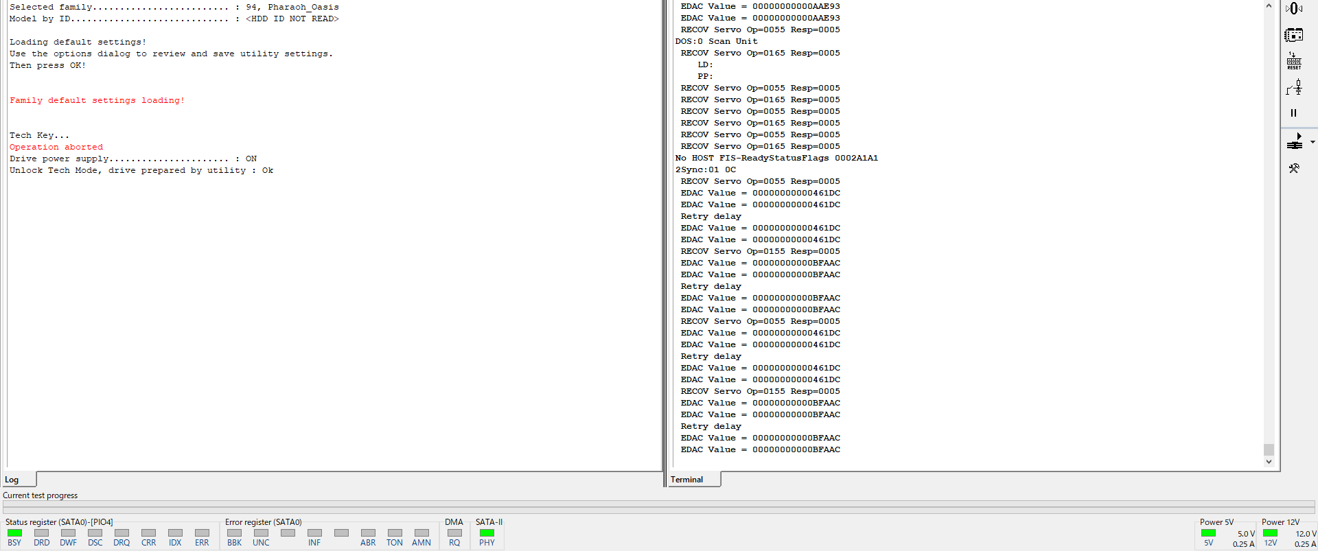 PC-3000診断画面 エラーフラグの確認